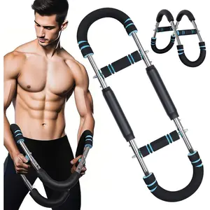 Twister Arm Trainer, 60-100lb Adjustable Chest & Arm Workout Tool, Compact Twister Arm Strengthener, Portable Power Twister Bar with Snap - Together Detachable Design  ness Anywhere(Blue) New model