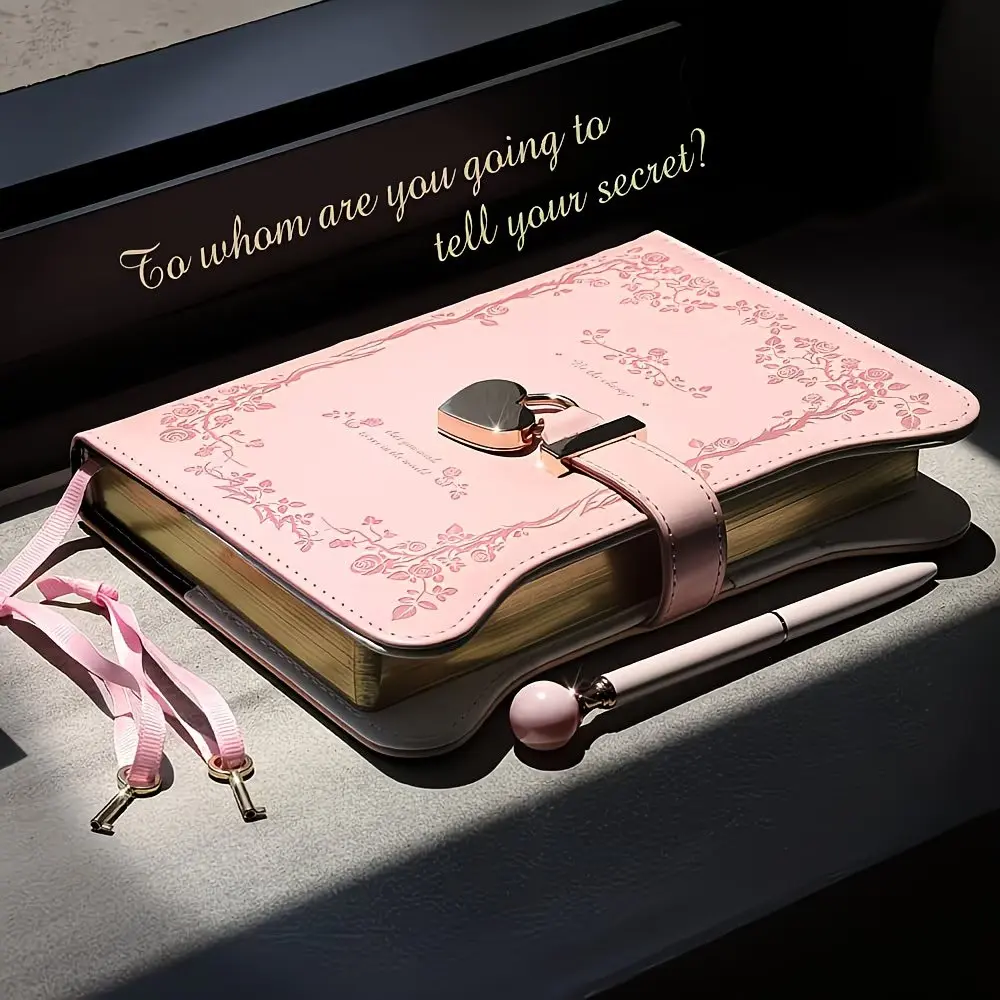 Garden Style B6 Lockable Diary With Heart Lock, Keys & Pen, 360 Pages Secret Journal For Men Women, Ideal Birthday Gift