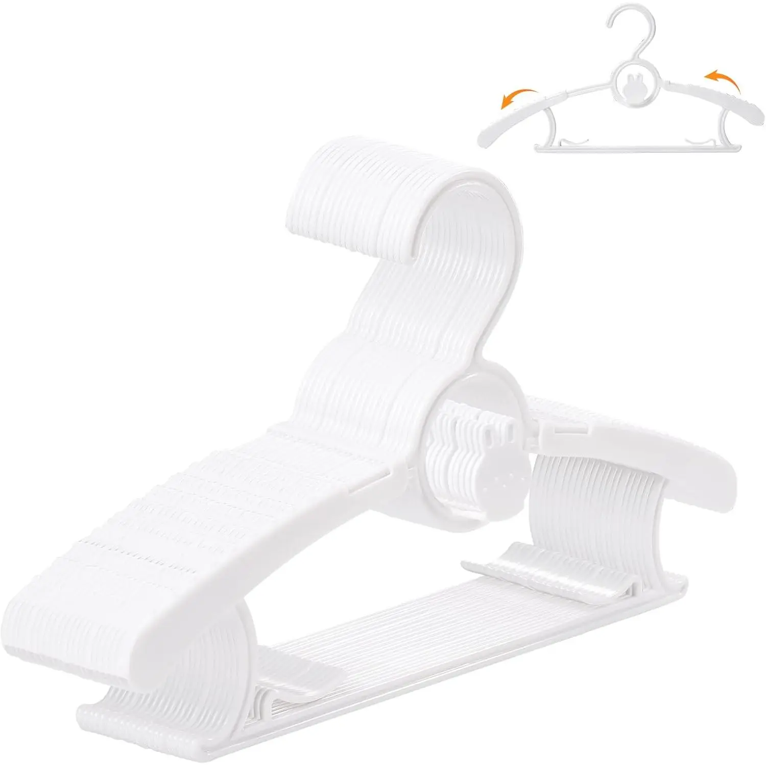 20 Pack  Hangers 11"-14" Adjustable  Hangers White | Non-Slip  Clothes Hangers Space Saving Plastic  Hangers For Girl Boy