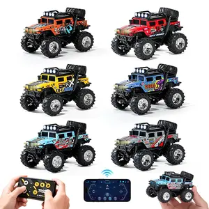 1:64 Scale Mini Metal Monster Truck RC Car, LED Lights, Three-Speed Adjustable, Dual Control, Desktop Toy, Kids Gift, Lego Remote Control Car