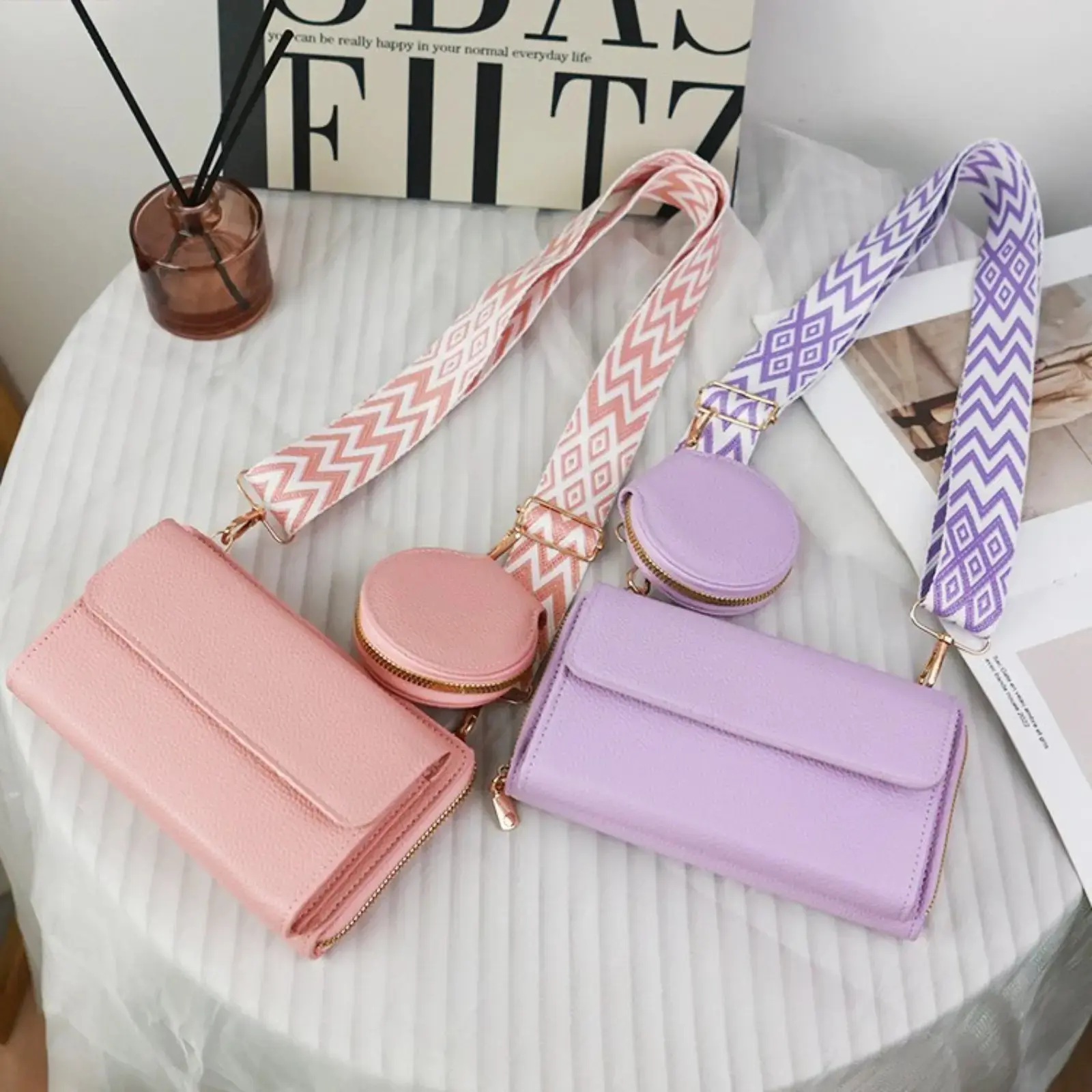 Checkered Crossbody Bags for Women, Bohemian Japanese Style Messenger Bags with Mini Pouch, Small Phone Purse for Commute, Bohemian Crossbody Bag, Adjustable Sling Bag