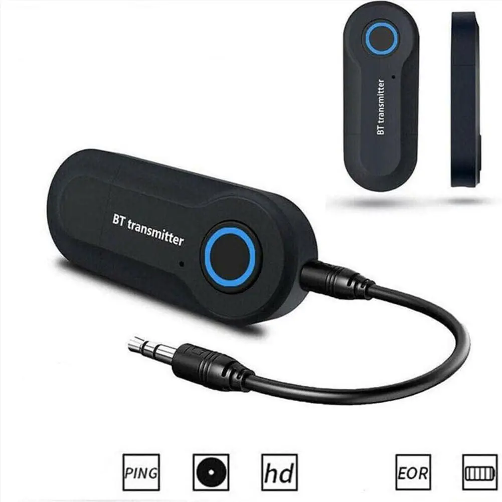 2-in-1 Wireless Bluetooth 5.0 Transmitter Receiver with Built-in Amplifier, 3.5mm Jack, A2DP & Handsfree for Car Music Audio Aux Input, Bluetooth Car Adapter