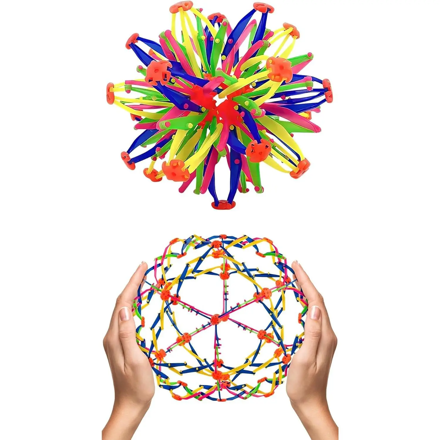 Geometric ABS Plastic Pet Stress Relief Expandable Breathing Ball - 5.5-10.2in Adjustable Sphere, Smooth Edges, Vibrant Colors, Weatherproof, Odor-Free, Adult Use Anxiety Tool, Calming Visual Effect, Deep-Breathing Routines Aid, Compact Lightweight