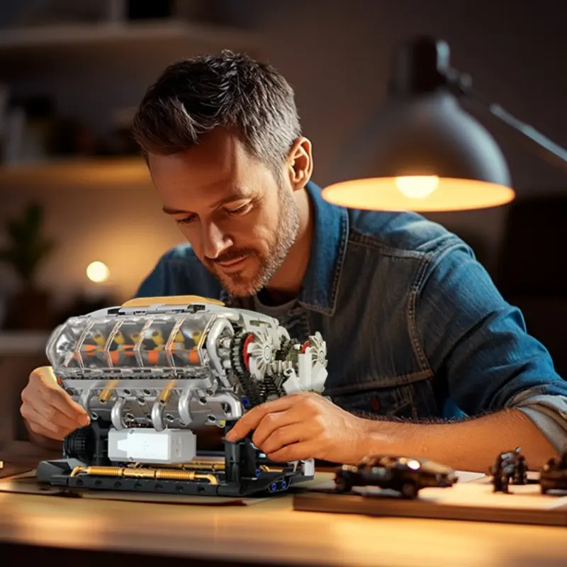 2026 New Trend Engine & Car Building Blocks, Adult Creative V8 Engine Building Kit, Build Your Own MOC Mini V8 Engine Model Toy, DIY Building Model for Display, Compatible Set for Boys Ages 14 and Up, STEM Building Project for Teenagers (692 Pieces)