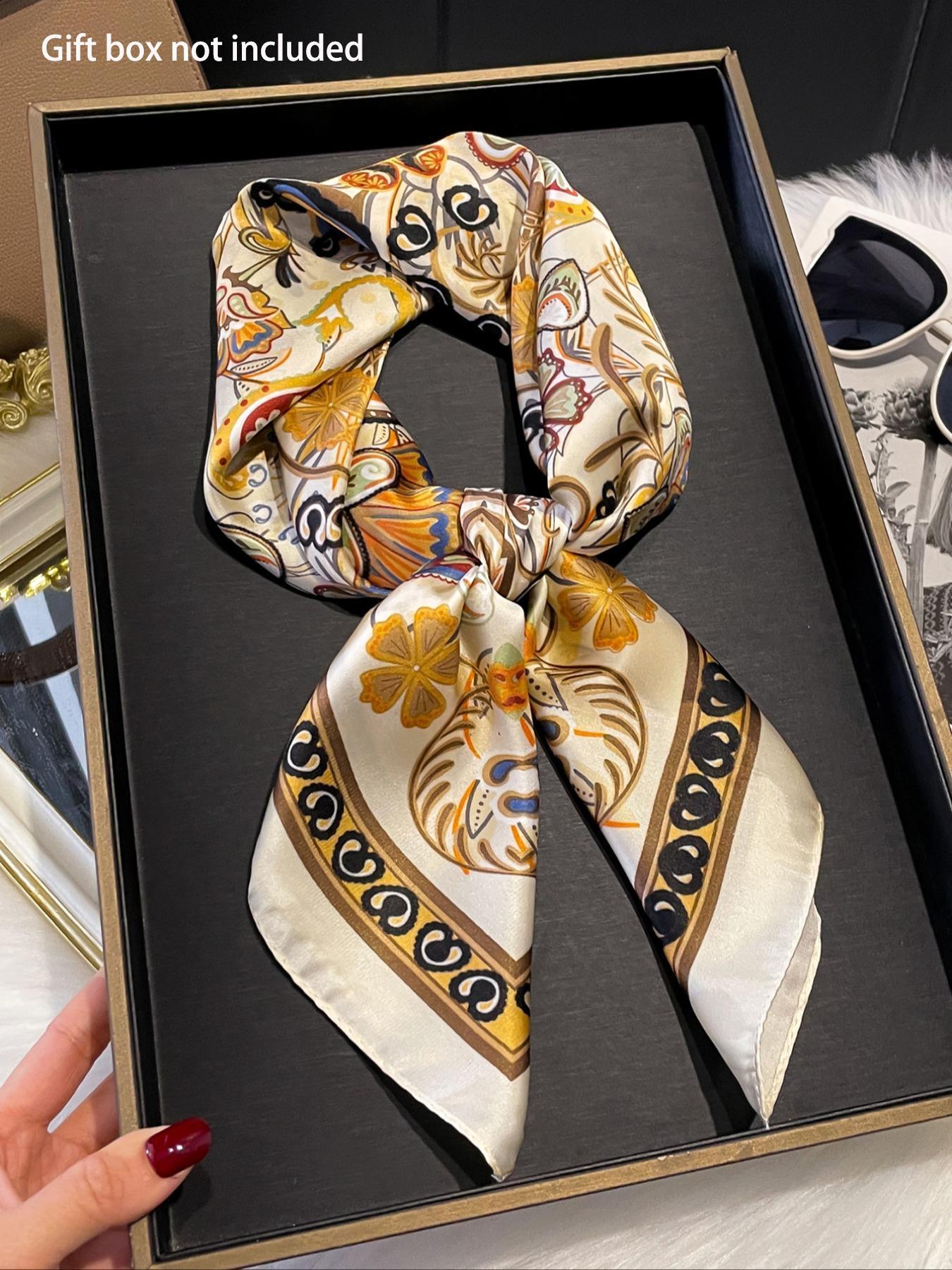 Women's Floral Print Square Scarf, Boho Style Bandana for Women, Fashionable Soft Comfortable Scarf for Daily Wear, Trendy All-match & Exquisite Scarf for Birthday Gift, Casual Soft Shawl