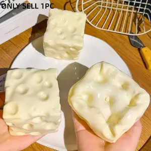 Soft Cheese Blocks Toy, 2 Texture Options, Malleable Non-Resilient Stress Relief, 6/7 Cm, Unisex, Filled with Flour, Hypnotic Comfort Ball