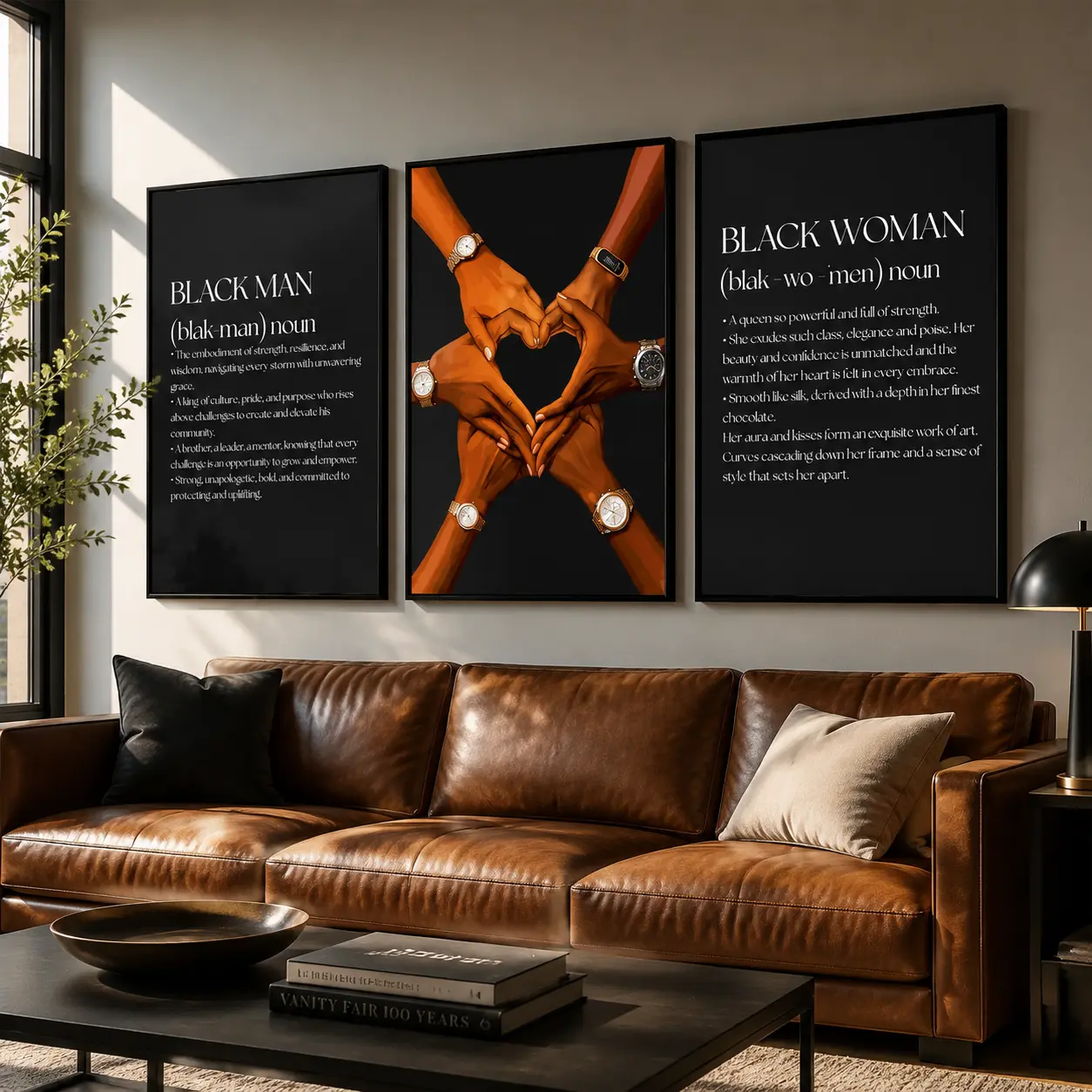 Christian Black Couple Wall Art Bible Inspired Canvas Print Black Culture Decor Inspirational Artwork for Bedroom and Home