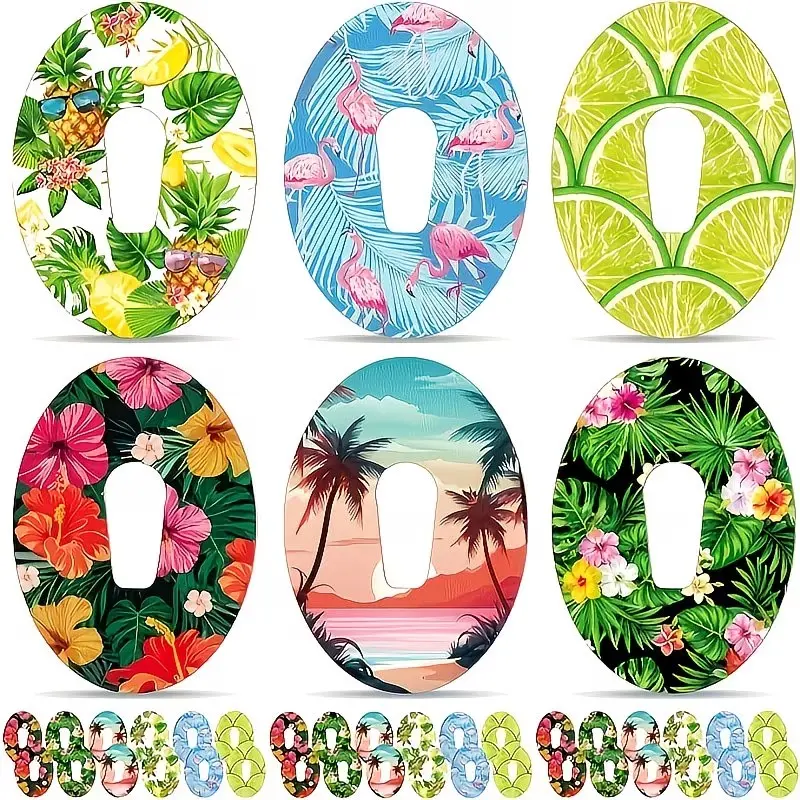 Dexcom G6 Waterproof Cgm Patch, Breathable Comfort, Tropical Hawaii Design, Pre-Cut Self-Adhesive Tape, Protects Continuous Glucose Monitor