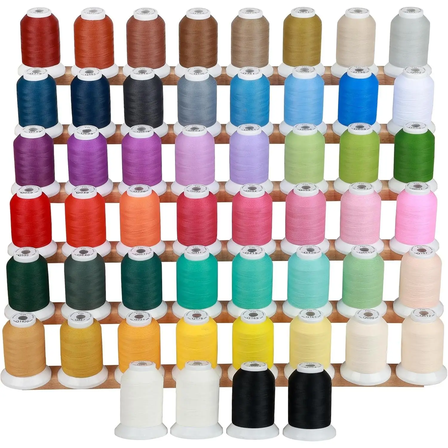 100% Frosted Matt Embroidery Machine Thread 52 Spools 40WT Each Spool 500M (550Y) Compatible with Brother Babylock Janome Singer Pfaff Bernina Embroidery Sewing Machine-Made