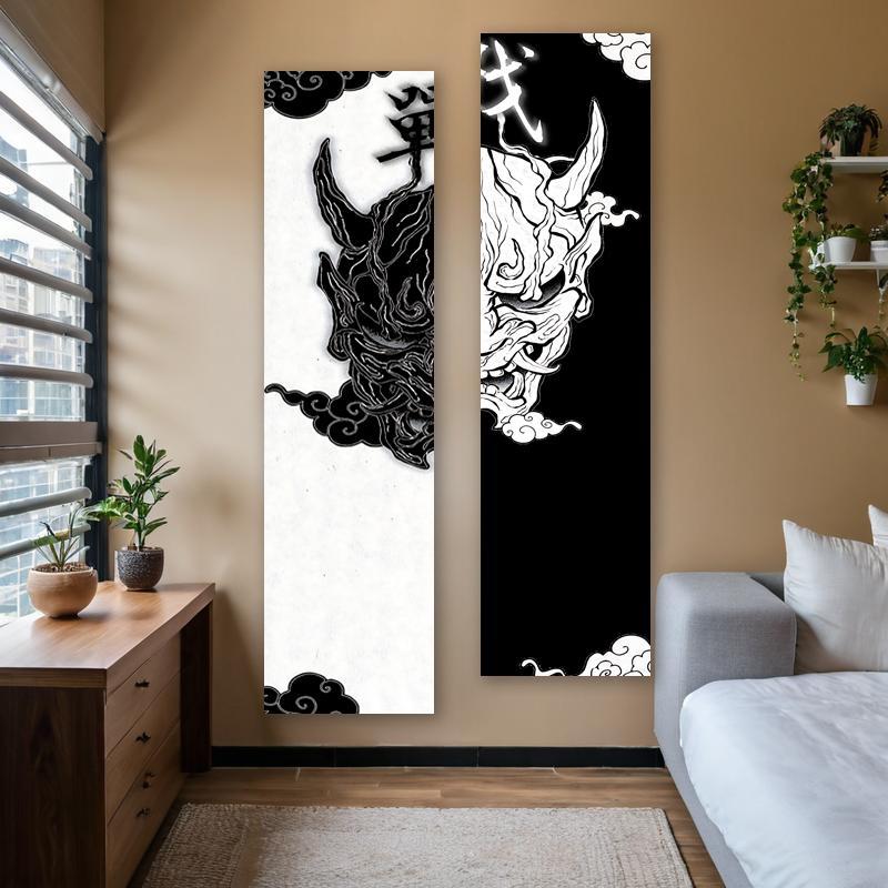 Japanese Style Dragon Pattern Tapestry, 2 Counts/set Modern Art Tapestry, Wall Hanging Decor for Home Living Room Bedroom Study Room, Tapestry Wall Mural