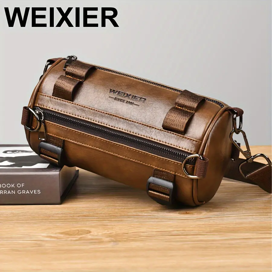 New multifunctional PU crossbody bag, unisex shoulder bag, large-capacity handbag with multiple compartments, stylish retro design, removable shoulder strap, small bucket bag, perfect for daily commutes, hiking, travel, holiday gifts, and birthday gifts