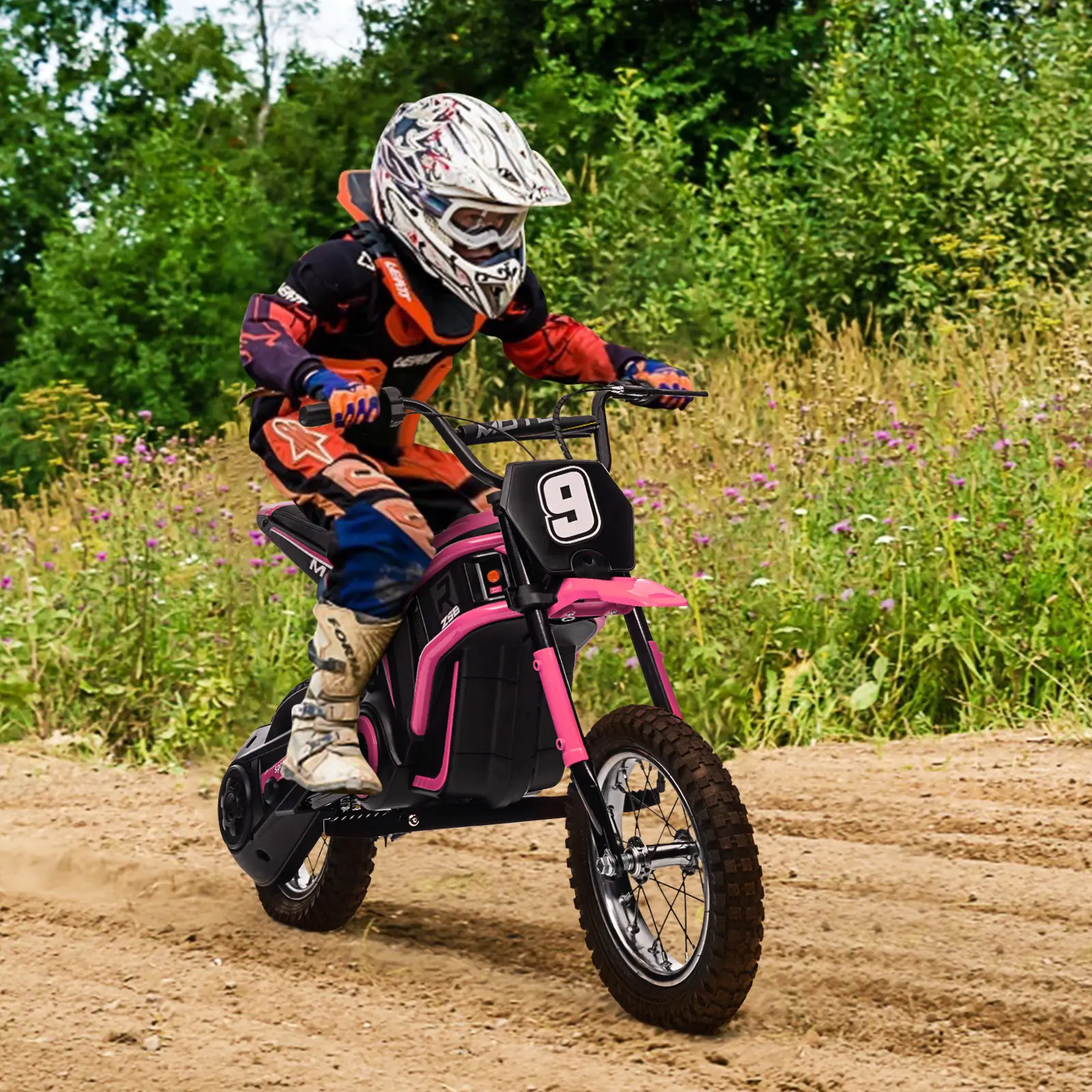 High-Speed 24V 350W Kids Electric Dirt Bike Ride-On – 3-Speed Modes – Shock-Absorbing Suspension – Rear Wheel Drive