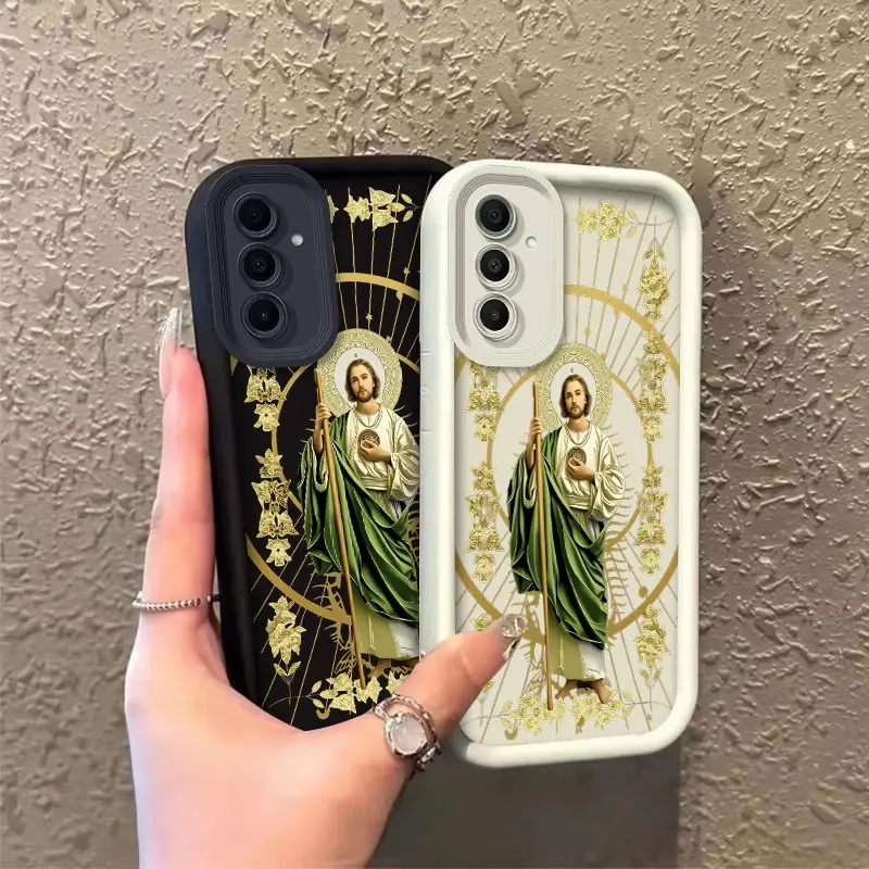Phone case for Samsung GALAXY A14 A15 A16 A17 A34 A35 A36 A54 Gift Enhanced Peotection TPU Saint Jude Thaddeus Portrait soft silicone Celestial Eye Layered Phone Case ROOJTLLSZ, Smartphone, Handheld