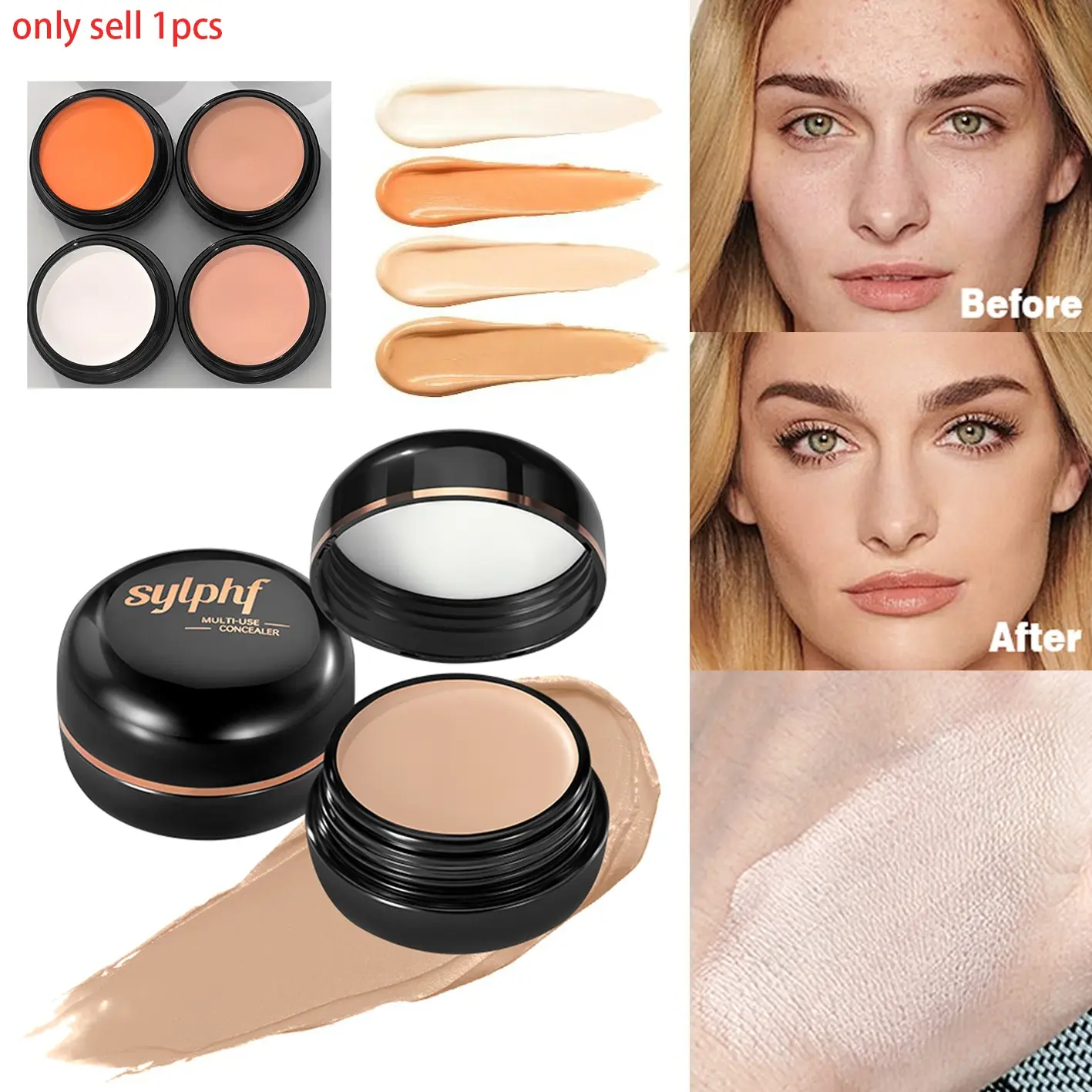 Long-Lasting Concealer, Waterproof & Sweatproof, Natural Finish, Multi-Functional Highlighter Foundation, Easy Application, Moisturizing