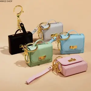 Mini PU Leather Handbag Keychain  Mini PU Leather Handbag Keychain, Portable Storage Charm for Earbuds Coins and Small Accessories, Decorative Bag Pendant for Handbags Backpacks