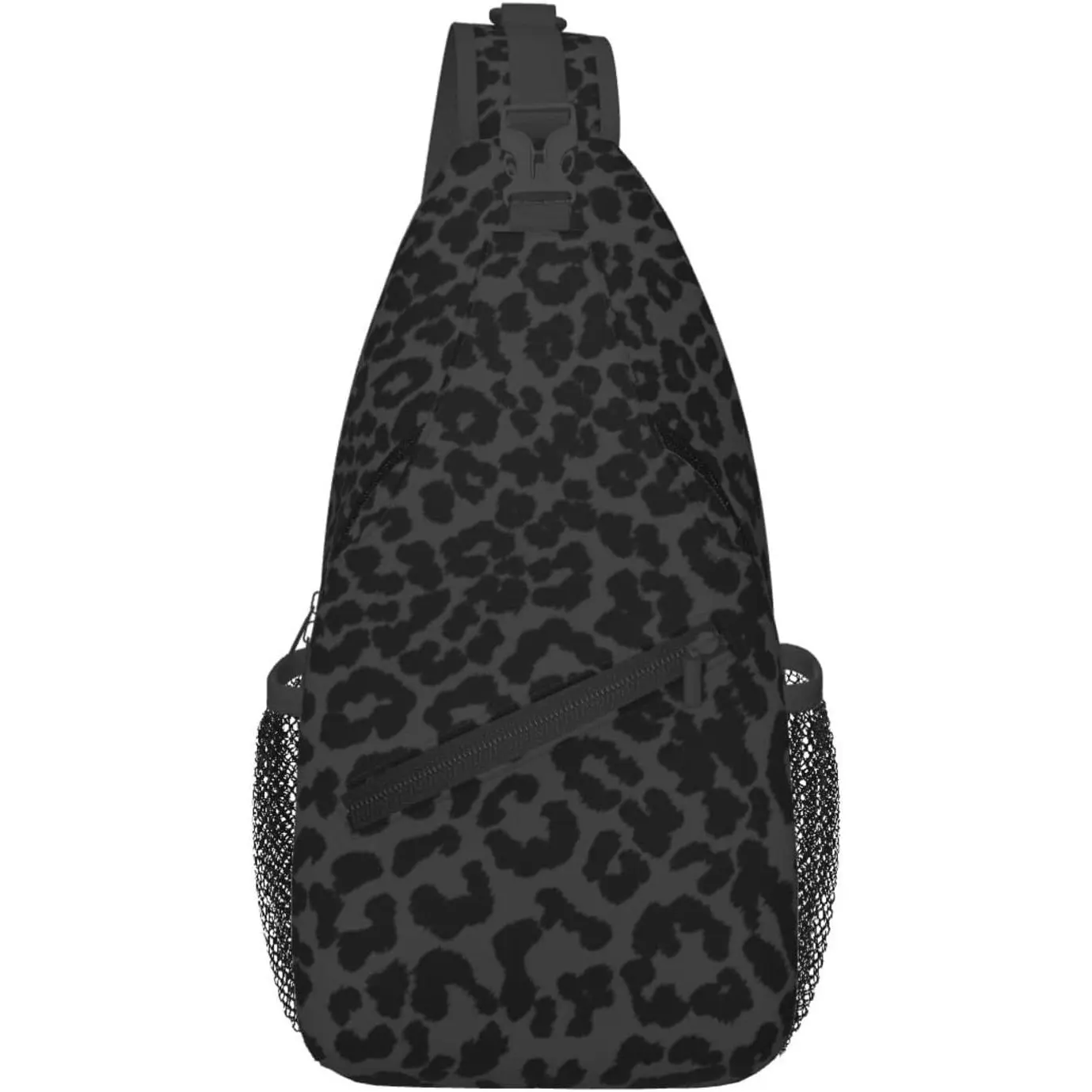 Black Leopard Print Sling Bag Abstract Spotted    Crossbody Backpack Cute    Texture Chest  Bag Casual Gym  Travel Hiking Daypack for Women Men