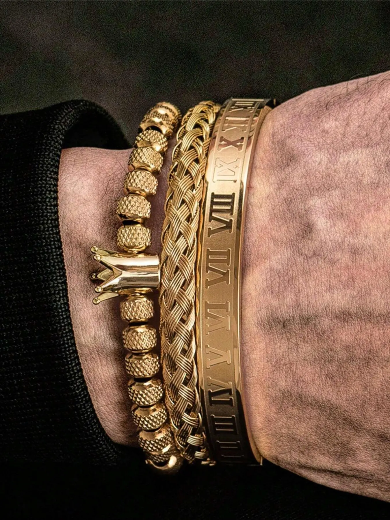 Men's Elegant Braided Bracelet, Fashionable Crown & Roman Numerals Decor Bracelet for Guys, Party, Daily Decor, Cool Trendy All-match & Exquisite Jewelry for Birthday Gift, Jewellery, Styling
