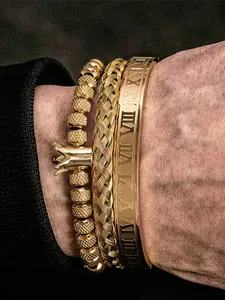Men's Elegant Braided Bracelet, Fashionable Crown & Roman Numerals Decor Bracelet for Guys, Party, Daily Decor, Cool Trendy All-match & Exquisite Jewelry for Birthday Gift, Jewellery, Styling