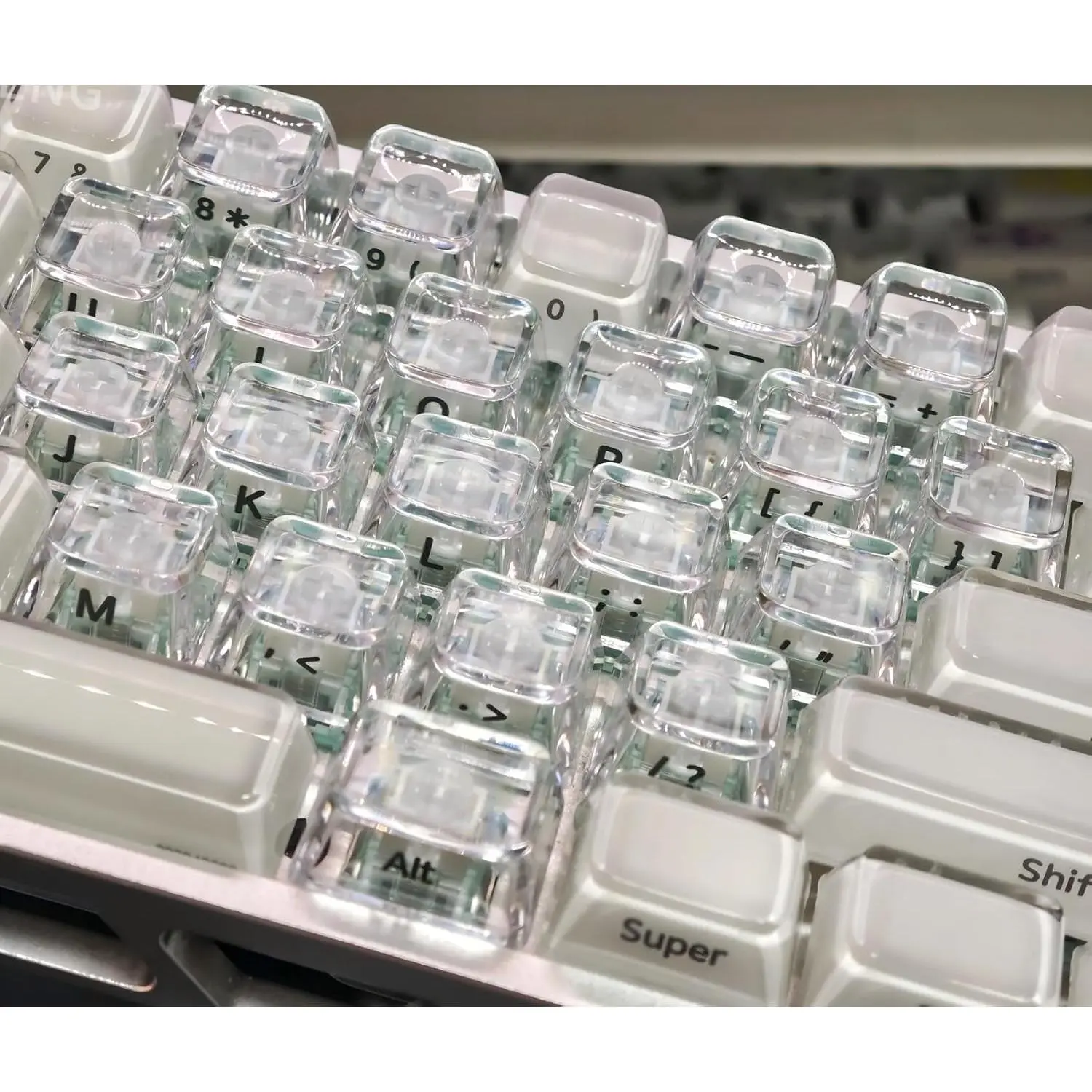 XVX 21Keys MDA Profile Clear Keycaps, Side Printed Characters,Backlit Glitter Sweet Heart Keycap Set for MX Switches Mechanical Keyboard,  Match with XVX  R2-Transparent