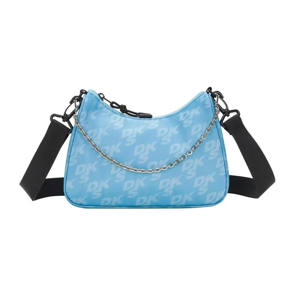Dickies Vintage Logo-Print Metallic Short-Chain Crossbody Bag for Men and Women – Casual, Stylish, Sky Blue