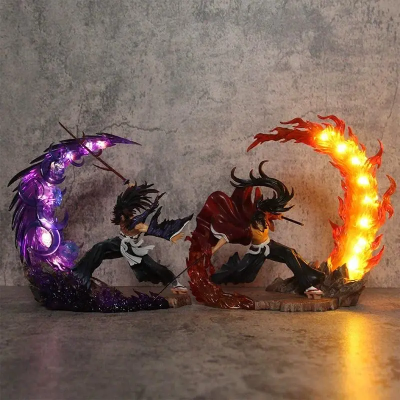 Demon Slayer 23cm Yoriichi Tsugikuni Vs Kokushibo Battle Scene GK Figure, PVC Glowing Lights Model Statue, Collectibles for Home Decor Gift Toy