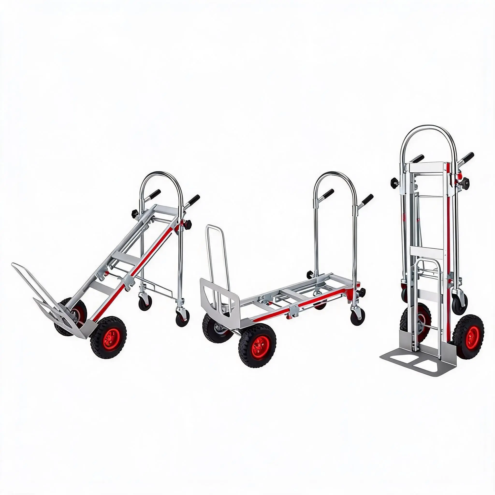 Heavy Duty 3-in-1/ 2-in-1 Convertible Aluminum Hand Truck Dolly - 1000 lbs Folding Platform Cart with Telescoping Handle & 4 Wheels - Multipurpose Utility Cart for Industrial Material Handling