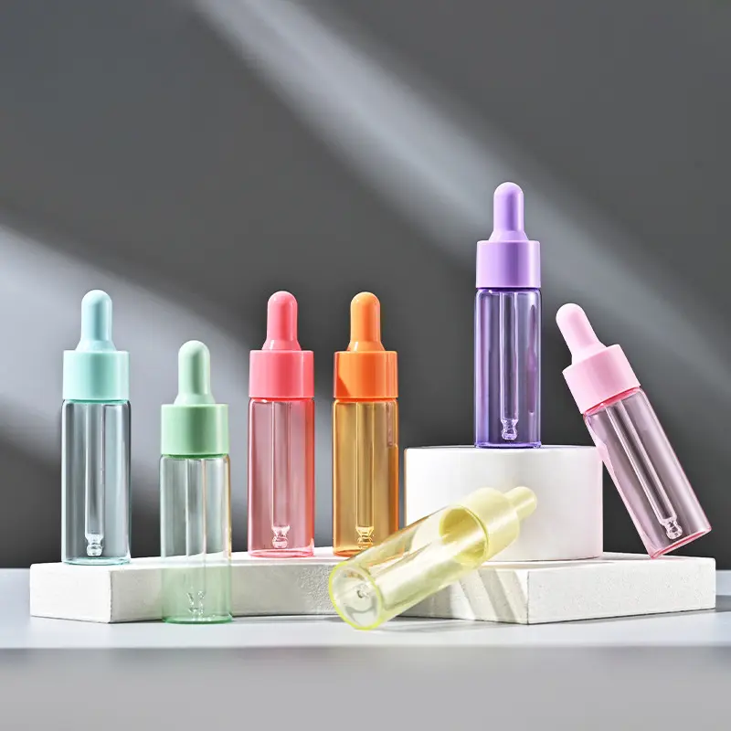 7Pcs Mini Glass Dropper Bottles Set, 10ml Refillable Essential Oil Bottles, Reusable Perfume Storage Containers, Random Colors