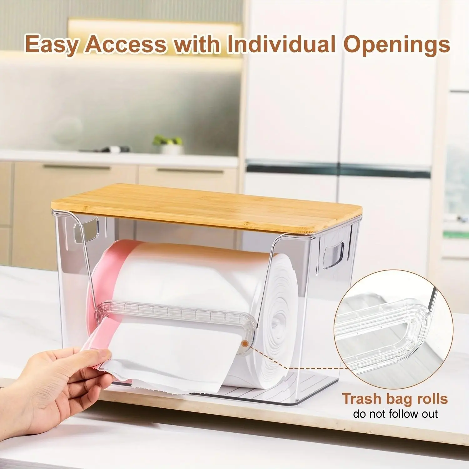 Stackable Trash Bag Dispenser, Large Transparent Acrylic Kitchen Organizer, Under Sink Storage, Laundry Room Organizer, Holds Trash Bags and Small Items
