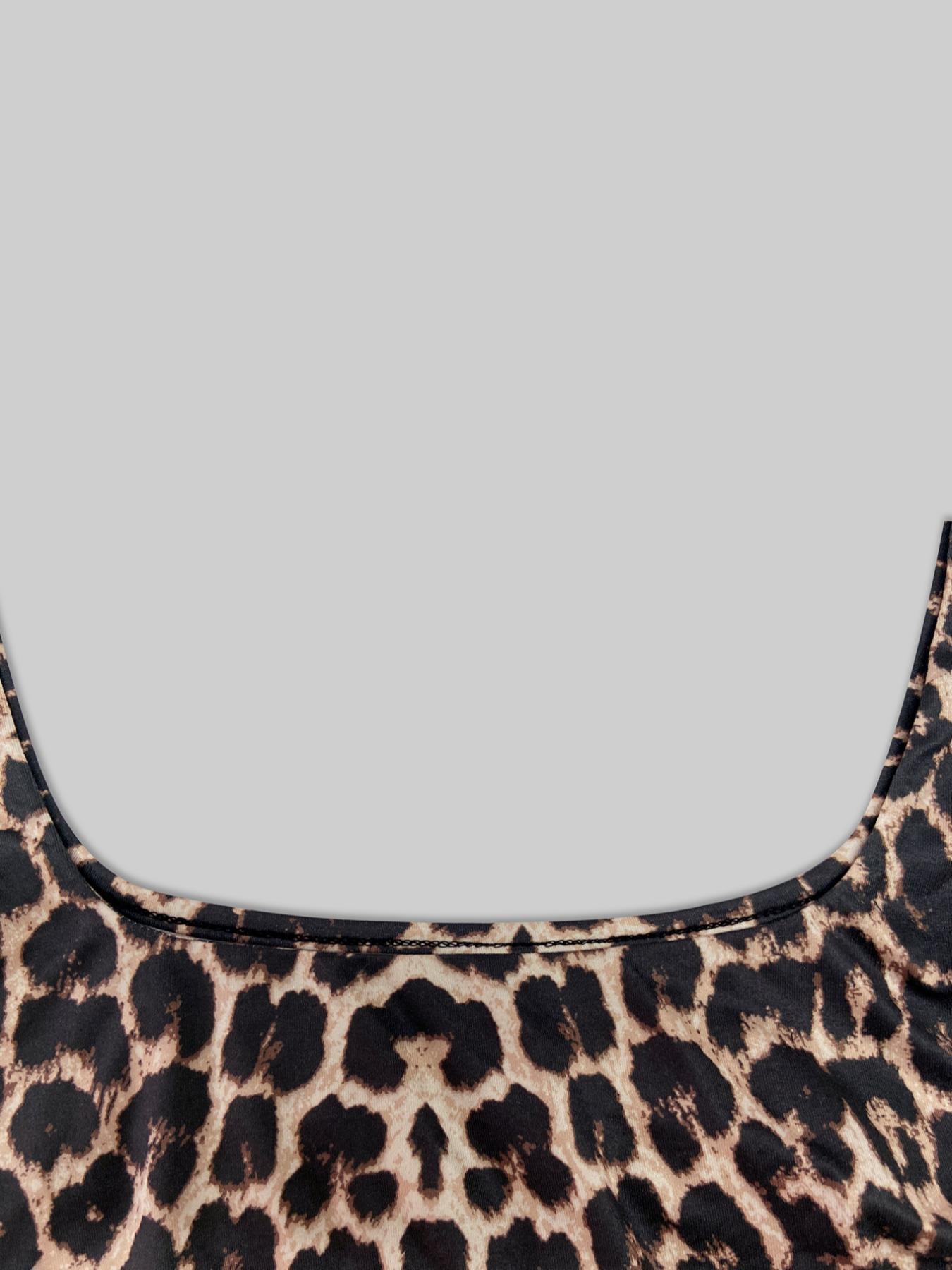 Women's Solid & Leopard Print Slim Tank Top, Casual Sleeveless Top for Spring & Fall, Ladies Clothes for Daily Wear