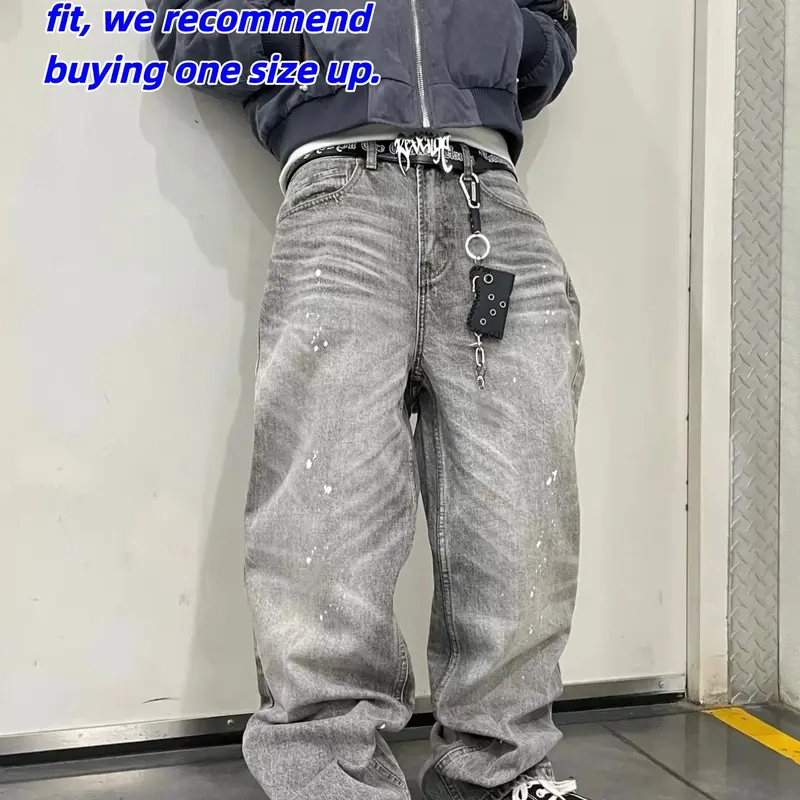Men's Classic Korean Style High Street Straight-Leg Relaxed Fit Jeans, Comfortable and Stylish Loose Denim Trousers, Casual Streetwear Pants