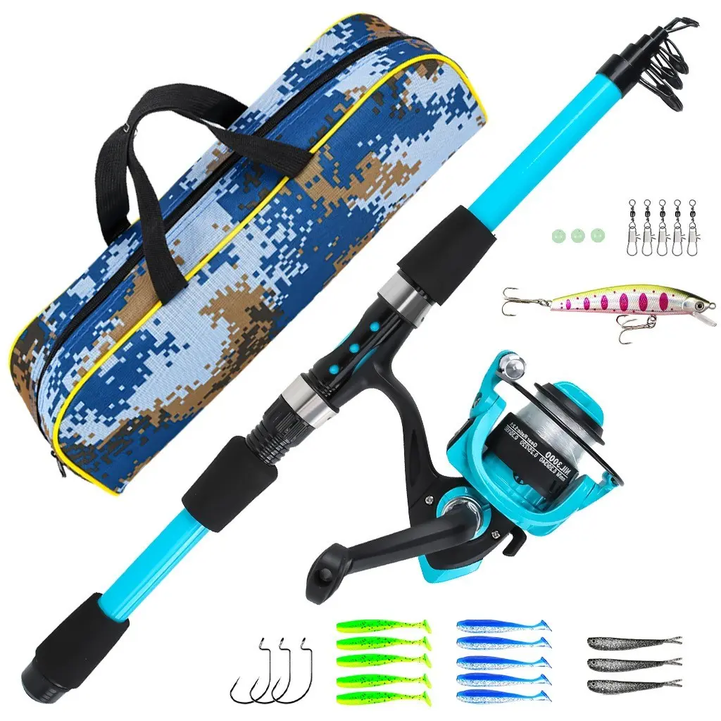 Telescopic Fishing Rod 1.8m, Portable Reel & Lure Kit, Complete Beginner Fishing Gear Set, Easy-To-Use Fishing Equipment