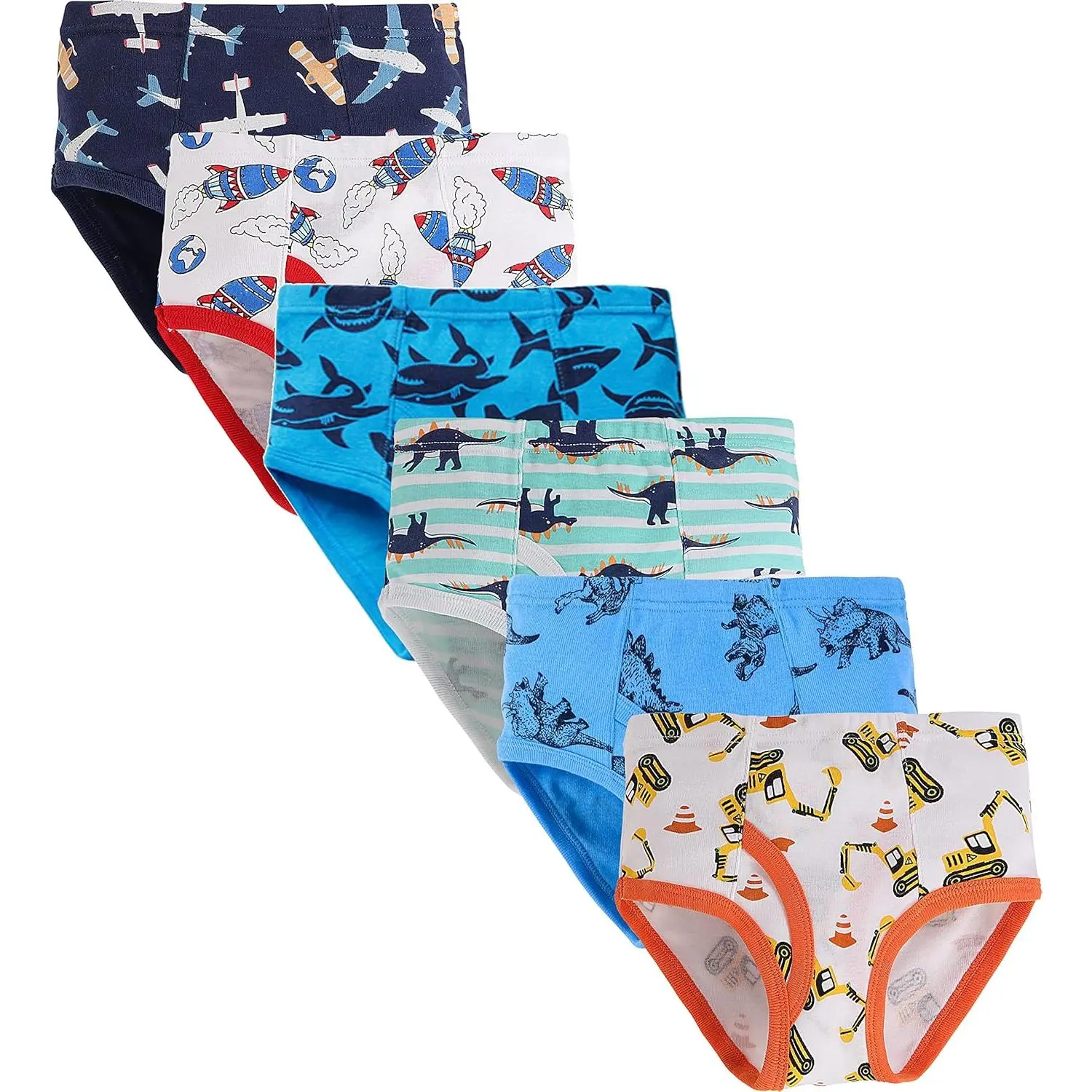 Affordable Boy Underwear-New-1, Toddler Little Boys Soft Cotton Underwear Packs (Pack of 6) with Shark, Truck, Car, Airplane Prints, Sharks, Briefs, Trending Products, Fast Shipping, No, Boys Underwear 2513, Boys-Briefs-12
