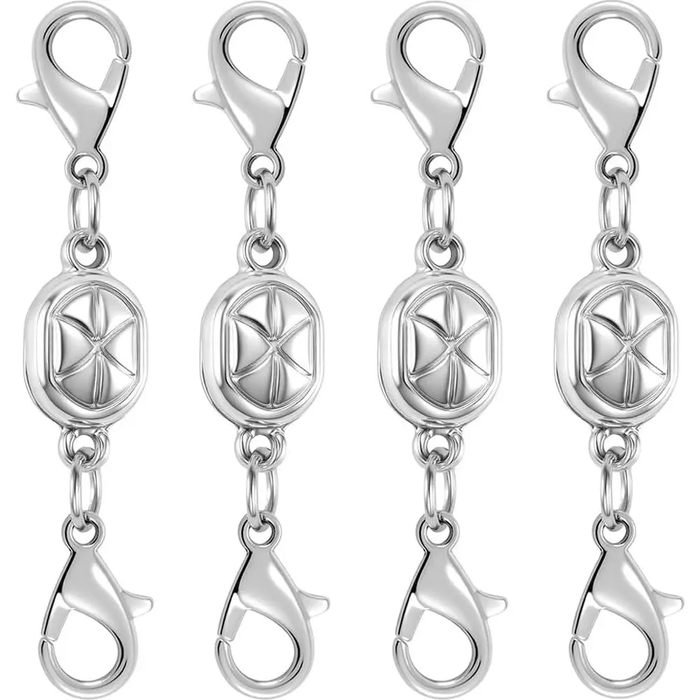 Double Lock Necklace Clasp Set - 4pcs Secure Closures for Fashion Costume Jewelry Necklaces