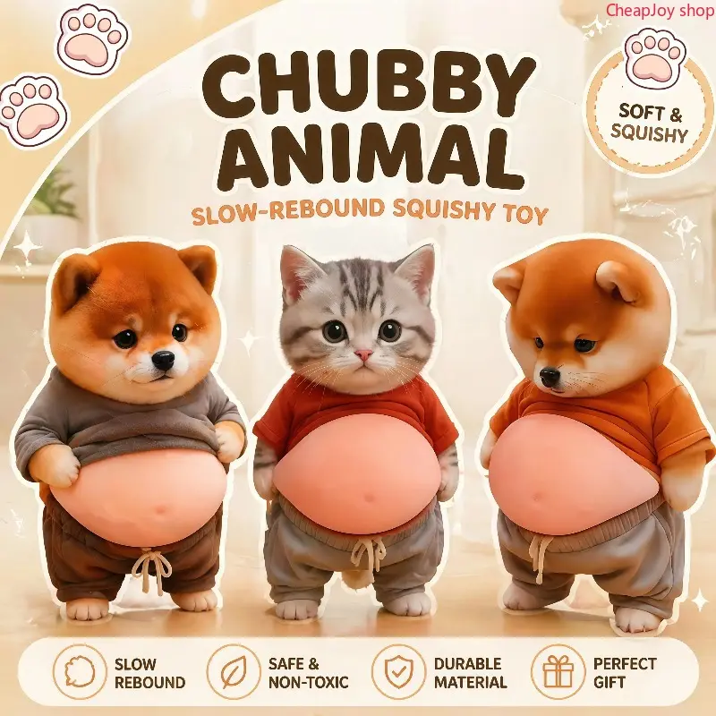 2026 6-Pack Cute Animal Belly Door Stopper Wall Protector, Soft Silicone 3D Anti-Collision Sticker for Home Decor, Funny Shiba Inu & Cat Squeeze Toy for Stress Relief, Noise Reduction Door Bumper for Home & Office Squishies,summerwins summerwins