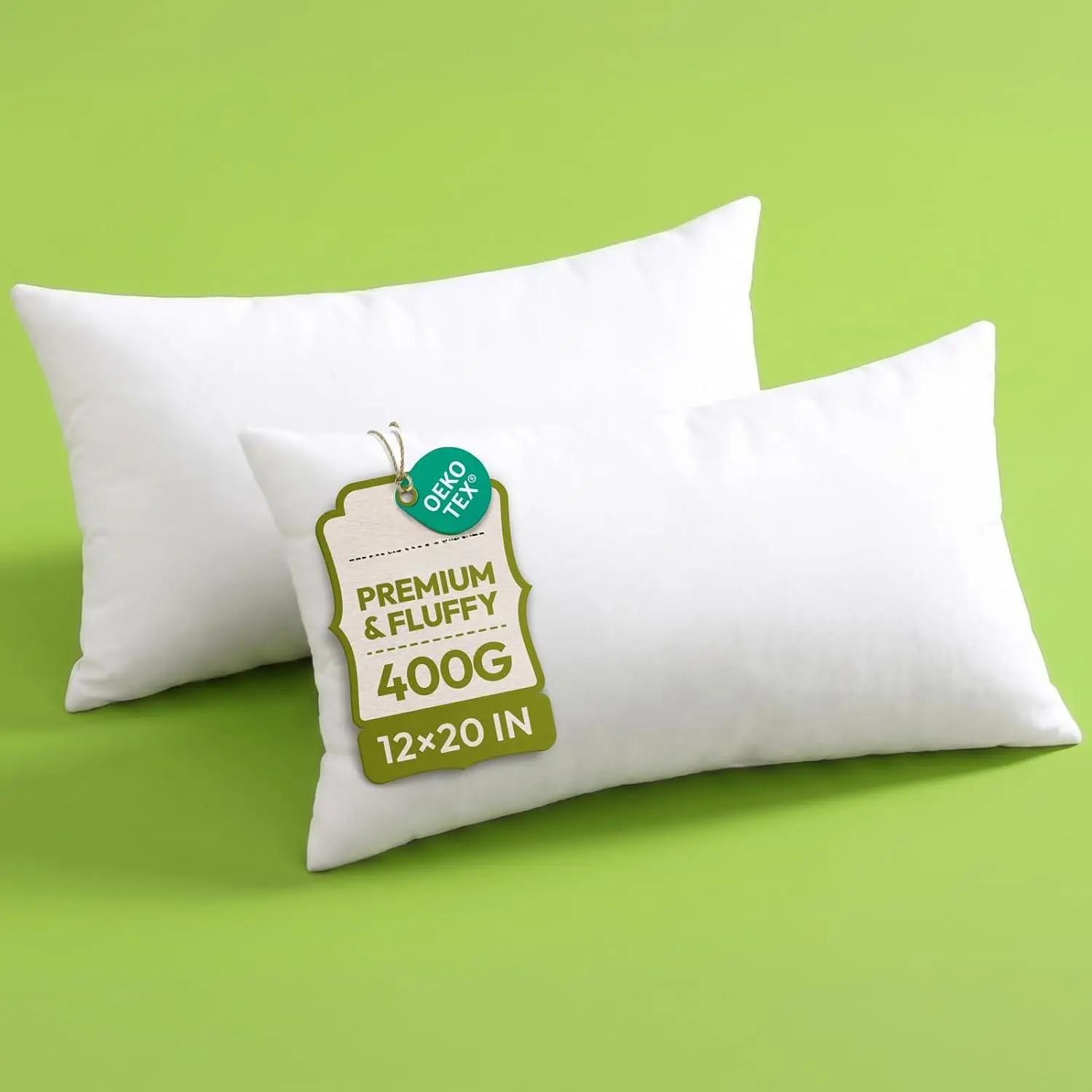 12x20 Pillow Inserts Set of 2,   Pillow |  Pillow for Sofa & Bed, rative Pillows, Soft &  Cushion Sham Stuffer, White Couch Pillow
