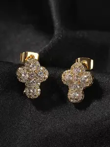 Men's Cubic Zirconia 6-Prong Cross Earrings, Hypoallergenic Hip Hop Earrings, Elegant Cross Earrings, All Seasons Casual Jewelry