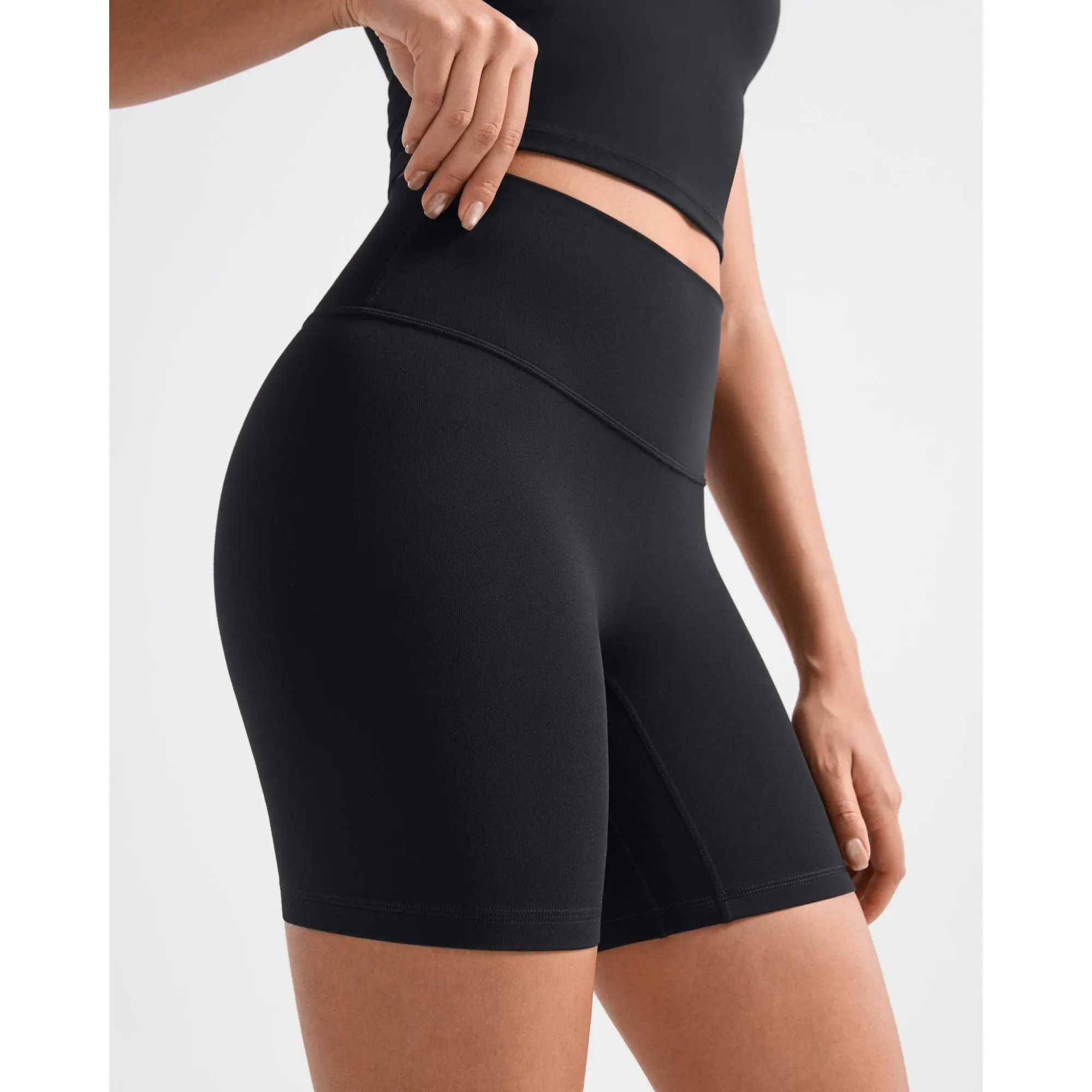 SOLBRACE Women's High Waist 6" No Front Seam Biker Shorts, High Stretch Breathable Lightweight Fabric, Yoga Gym Workout Shorts for Summer