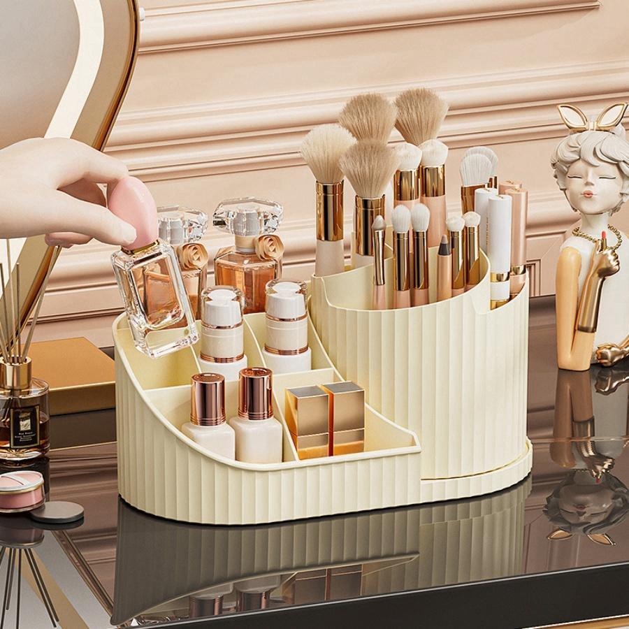 Rotating Makeup Brush Storage Box, Large Capacity Makeup Tool Storage Rack, Desktop Makeup Organizer for Bedroom Bathroom, Cosmetics Organizer Storage Rotating Makeup Brush Storage Box, Large Capacity Makeup Tool Storage Rack, Desktop Makeup Organizer for Bedroom Bathroom, Cosmetics Organizer Storage