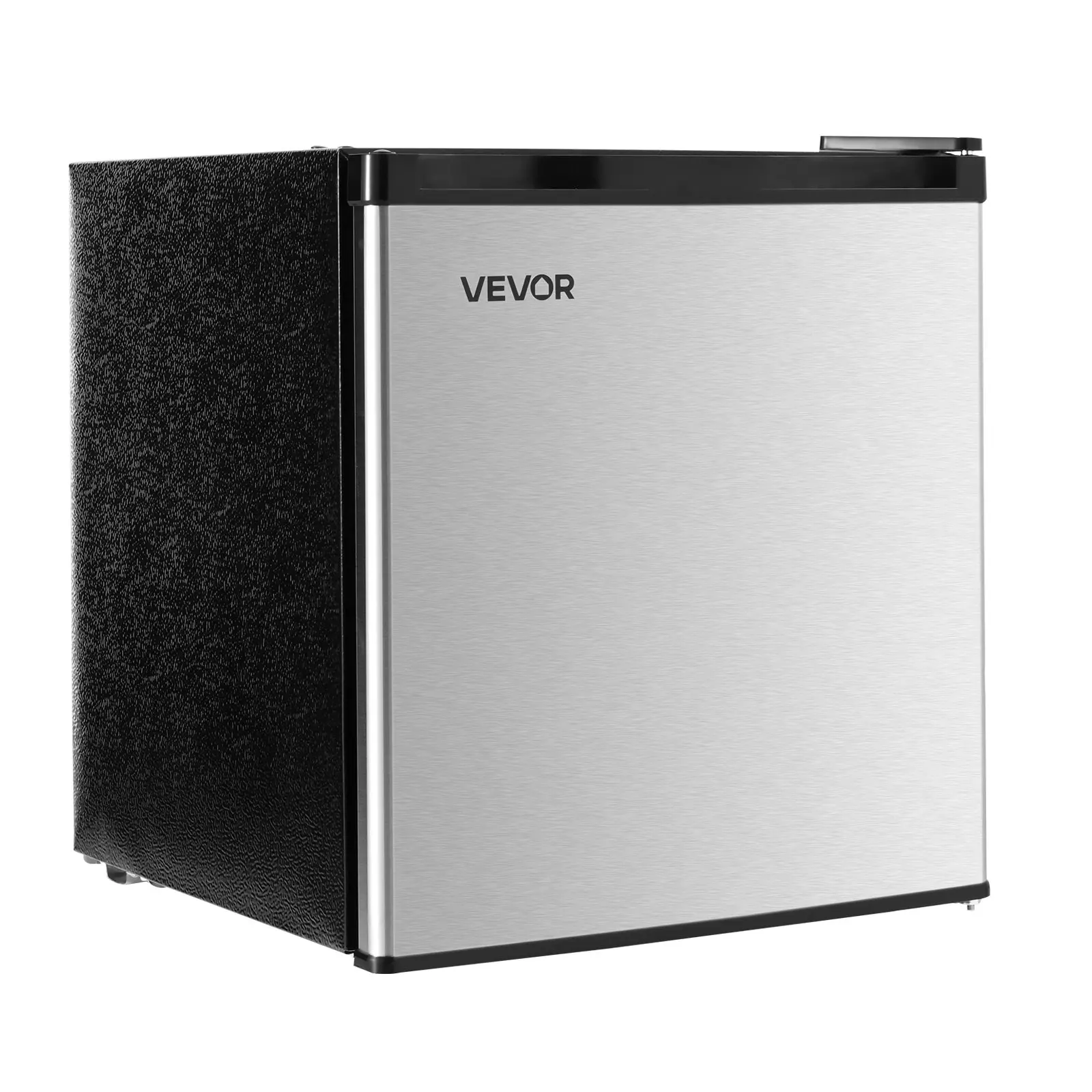 VEVOR 1.6 Cu. Ft Stainless Steel Mini Fridge, Single Door Compact Refrigerator with Adjustable Temp, Metal Shelf, Energy Efficient, Reversible Door, Low Noise for Bedroom/Office