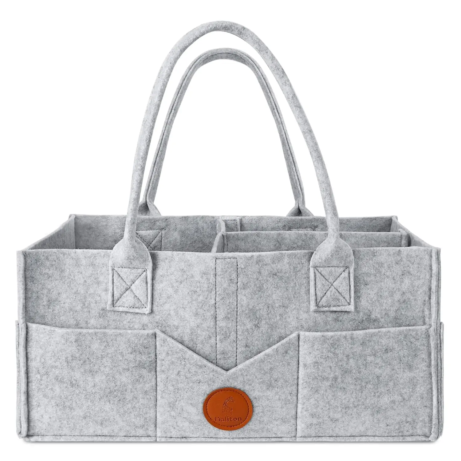 Diaper Caddy Organizer - Diaper Caddy for Baby Nursery Storage, Felt Diaper Organizer for Baby Stuff with Handle, 15" x 9" x 7" Portable Baby Basket Boy Girl Changing Table Organizer (Grey)