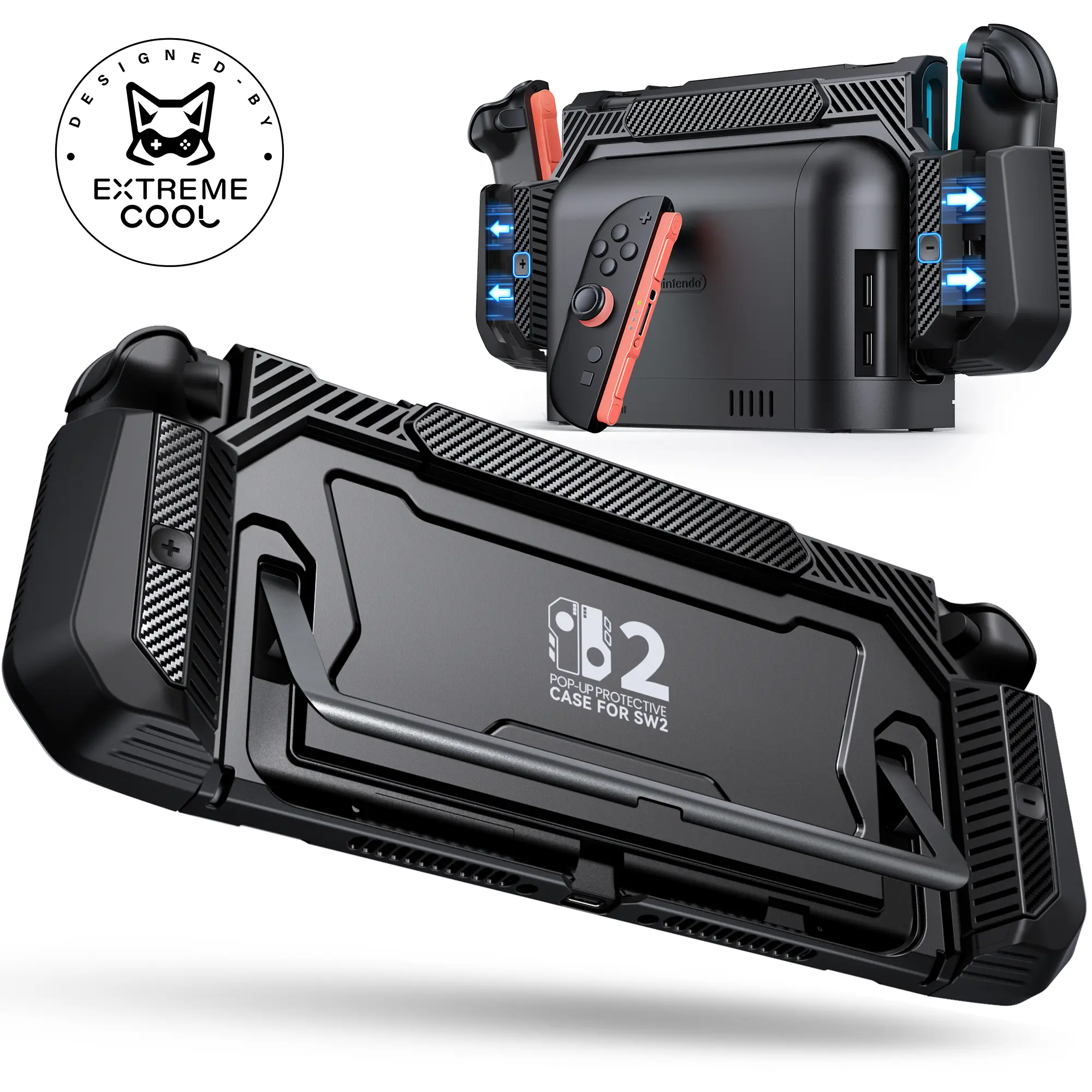 BEBONCOOL Nintendo Switch 2 Case with 1-Click Joy-Con Controller Release - Dockable, Kickstand, Shockproof Grip Cover - Travel Protection for Switch 2 Game Accessories