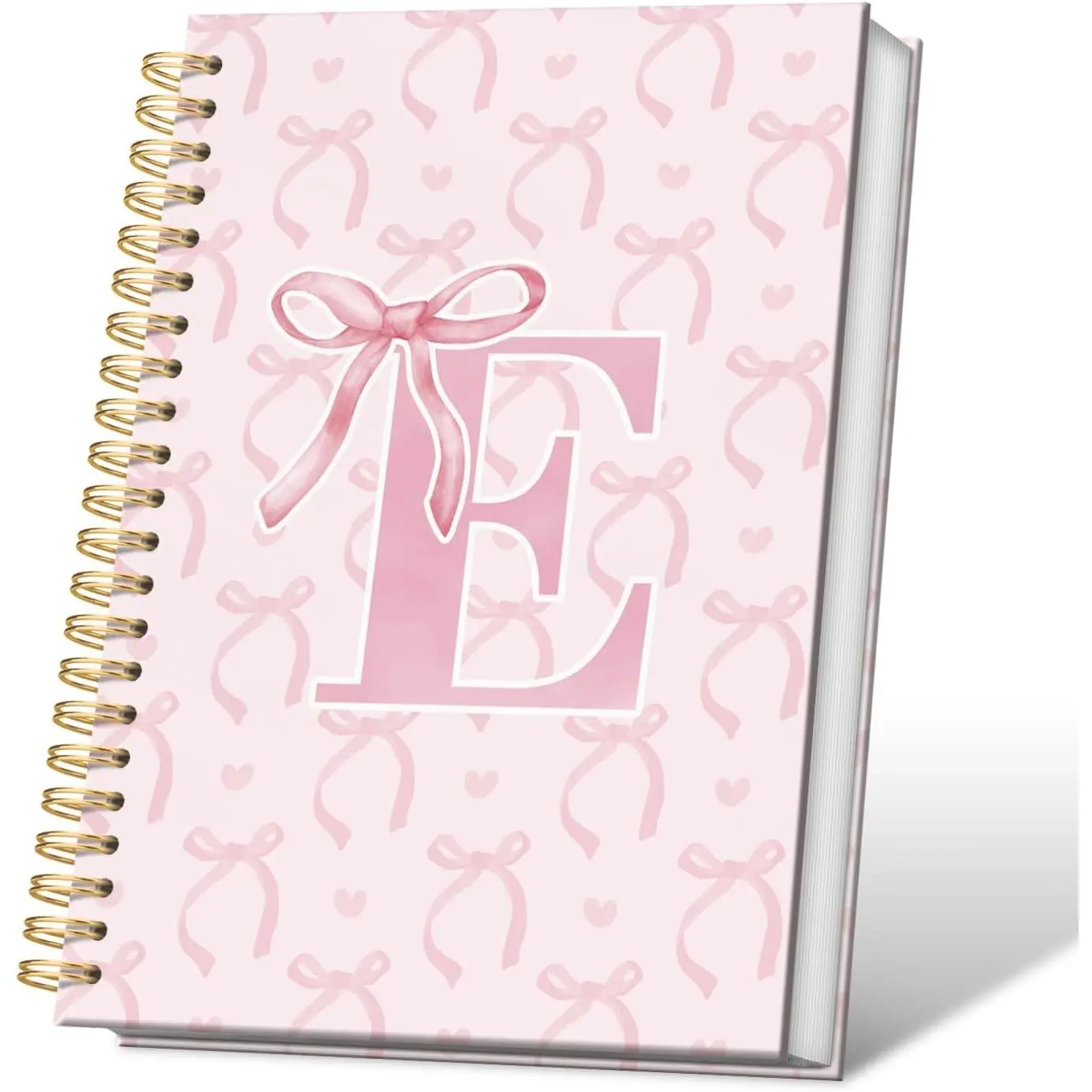 Girly  Bow Notebook, Initial E Spiral Journal for Girls 5.5x8.3 |  Preppy Hardcover Notebook for Women Teen Girls, Cute Journal for School Work Notes and Gifts
