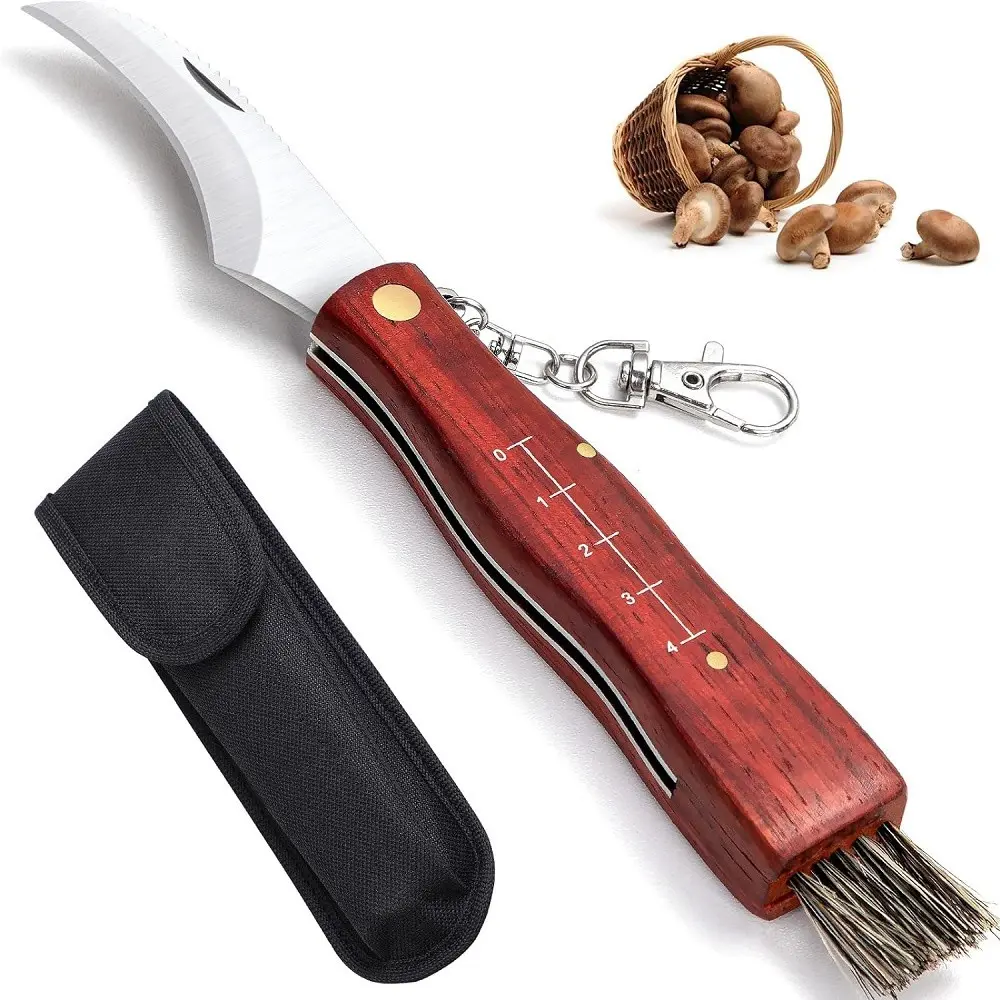Outdoor Edc Knife, Pocket Knife, Mini Mushroom Knife, Sharp Wooden Handle, High Hardness Stainless Steel Folding Knife, Outdoor Camping Knives