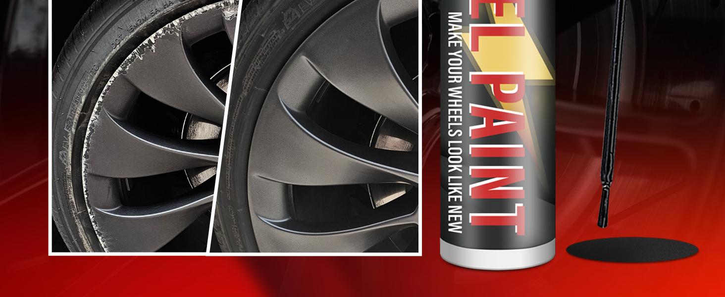 Matte Black Paint Pen, Matte Black Rim Touch Up Paint for Metal, Enamel, Car Wheel Scratch Flat Black Wheel Paint Pen, Universal Satin Matte Black Car Rim paint for Wheel Curb Rash, Scratches