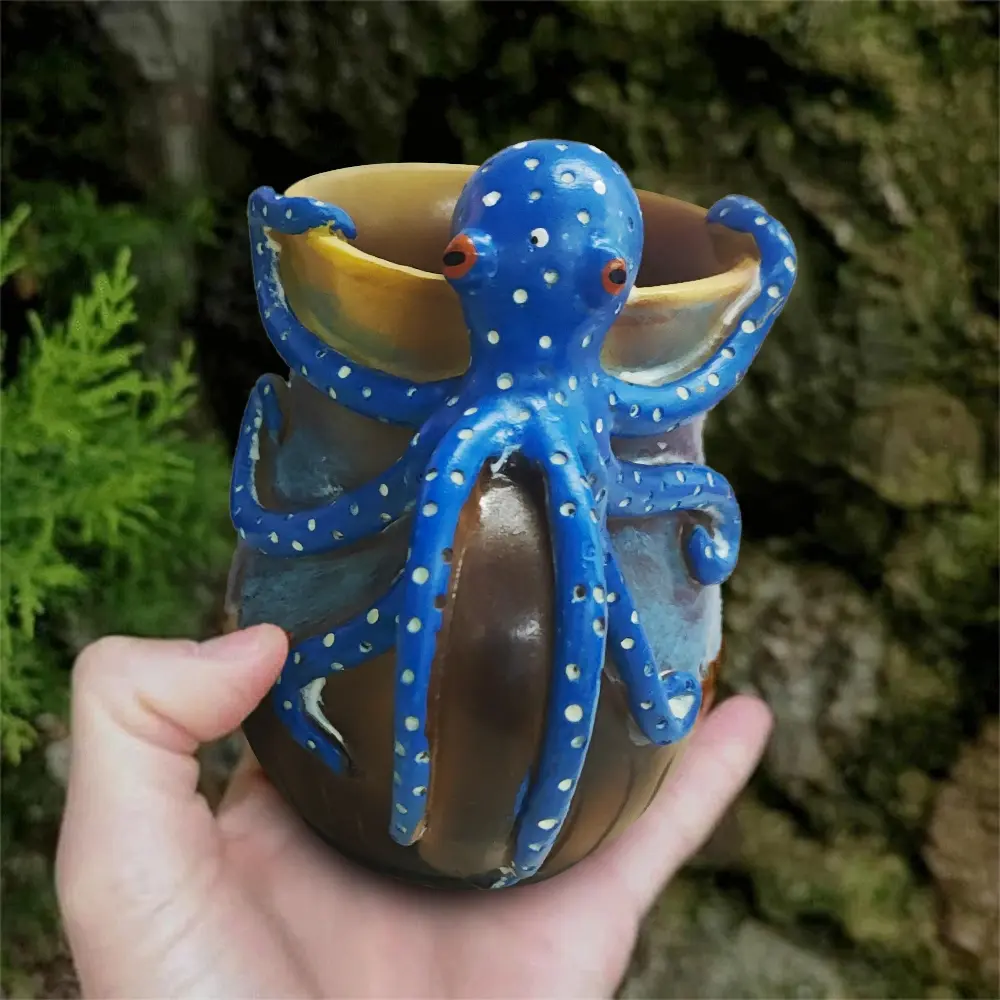 Home Dark Octopus Resin Mug Coffee Cup, Unique Ocean-Inspired Design, Perfect for Coffee Lovers, Great for Home Decor