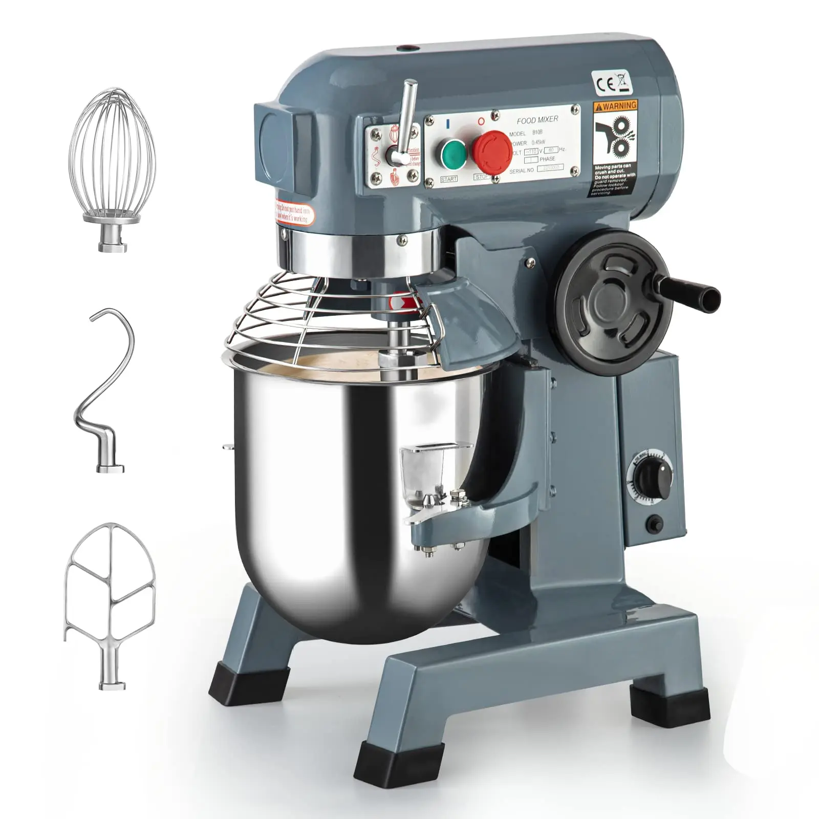 GARVEECommercial Stand Mixer with 20Qt and 30Qt Sizes, Featuring Timing Function, Adjustable 3-Speed Control, Powerful 1100W or 1250W Motor, Stainless Steel Bowl, Safety Guard, Ideal for Schools, Bakeries, Restaurants, and Pizzerias