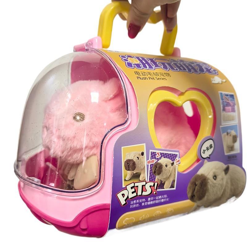 Electric Capybara Walking Doll Toy With Sound Children's Electric Plush Dolls Toy Animal Capybara Plush Figure Set Random Color