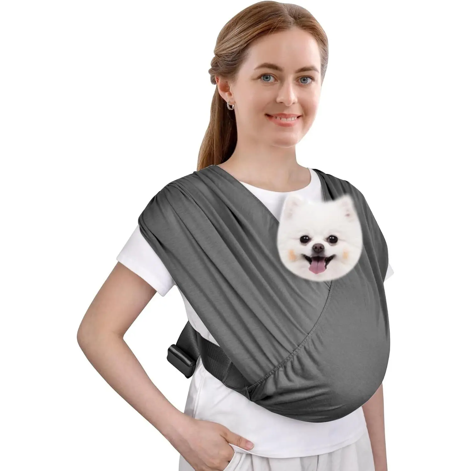 Swaddle Dog Sling Carrier for Small Dogs, Front Pet Sling Carrier Chest,Hands Free Adjustable Cat Sling Carrier Soft Cotton Reducing Pain Puppy Sling Carrier for Small Pet Up to 10lb (Dark Gray)