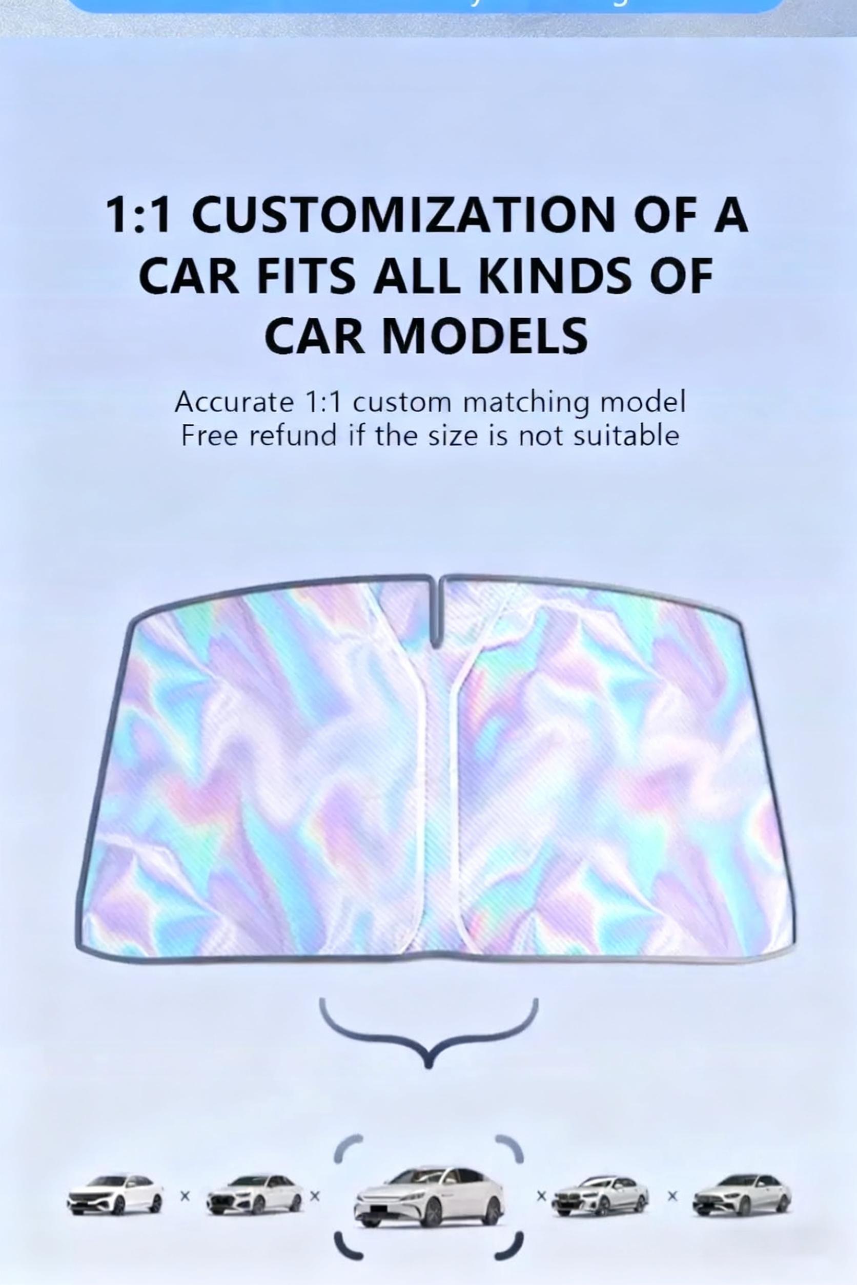 UV-Reflective Car Sun Shade Cover Rear Windshield Sun Protection Sunshade Heat-Isolation Car Privacy Curtains Foldable Storage