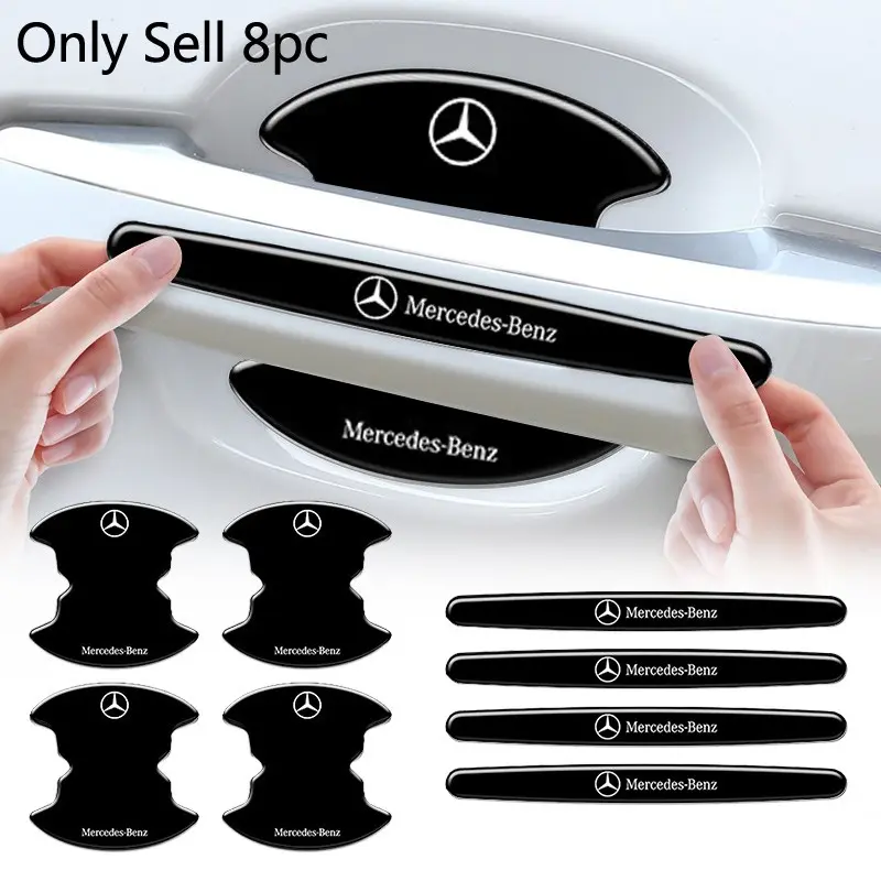 8pcs Car Door Handle Anti-Scratch Protector Film, Decal Sticker for Mercedes-Benz B/c/e/s Class, a C200 Glc Gle Cla W166 W163 Amg